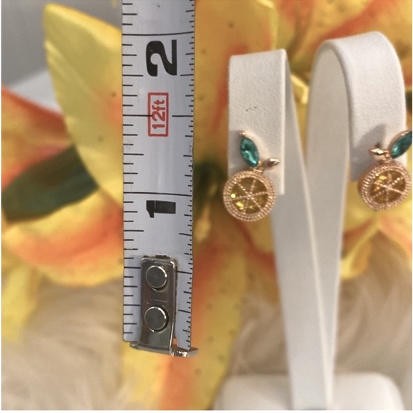 Swarovski Lemon Slices Yellow Gemstone & Gold Earrings NEW! FIRM! - Picture 4 of 5